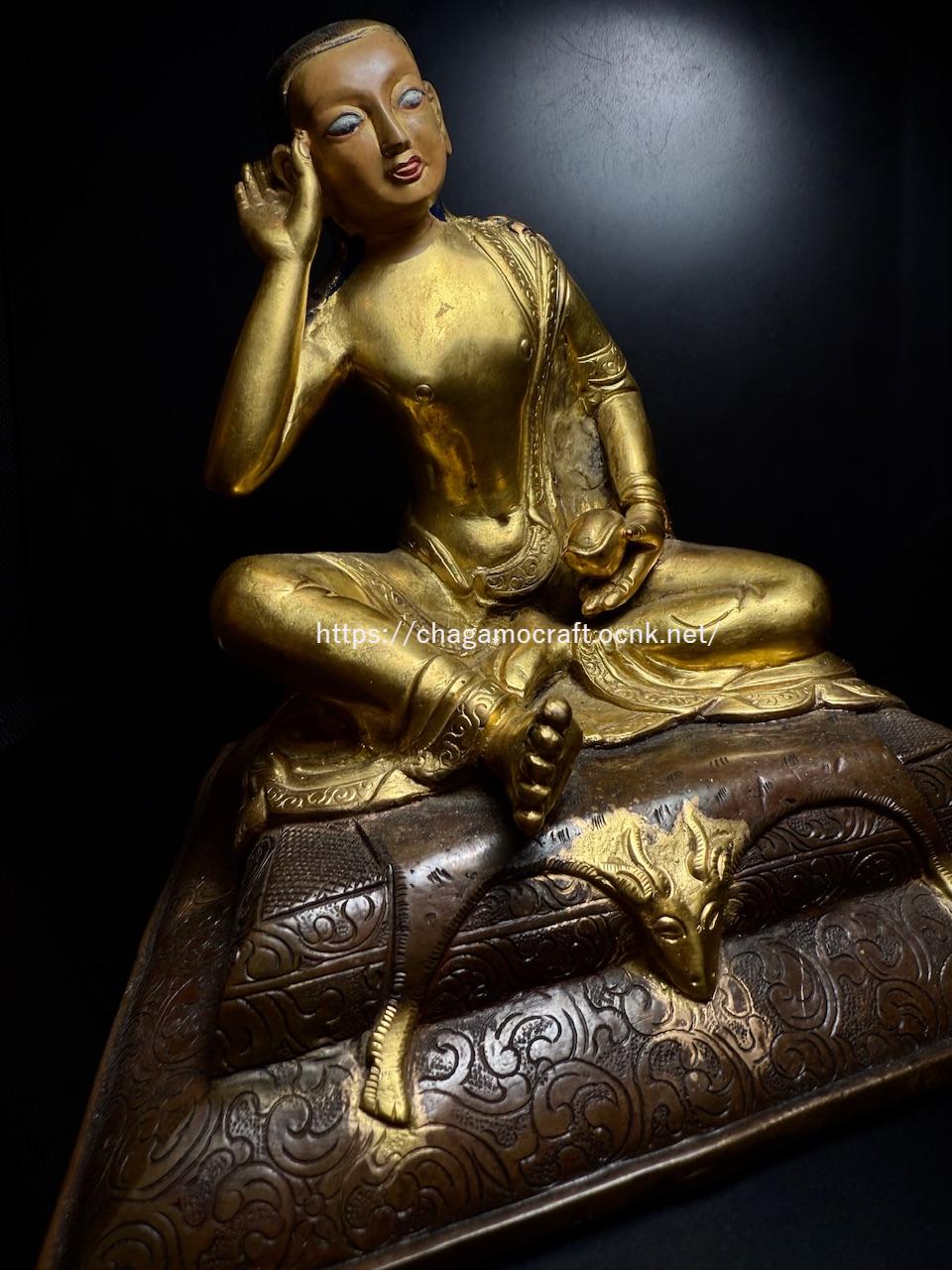 チベット密教カギュ派・ミラレパ (milarepa) 鍍金仏像（金銅仏