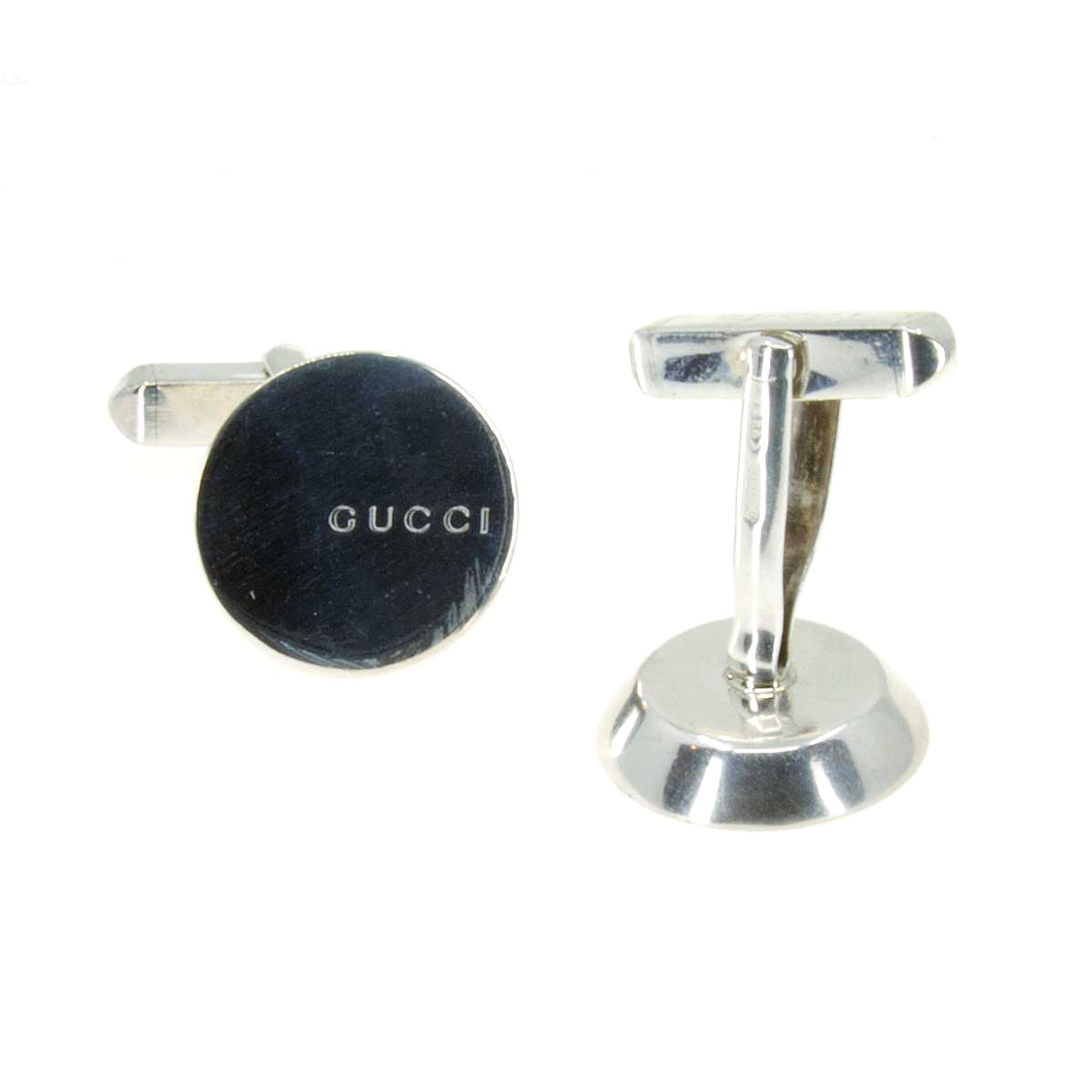 Gucci Logo Disc Cufflinks in Sterling Silver | Chicago Pawners