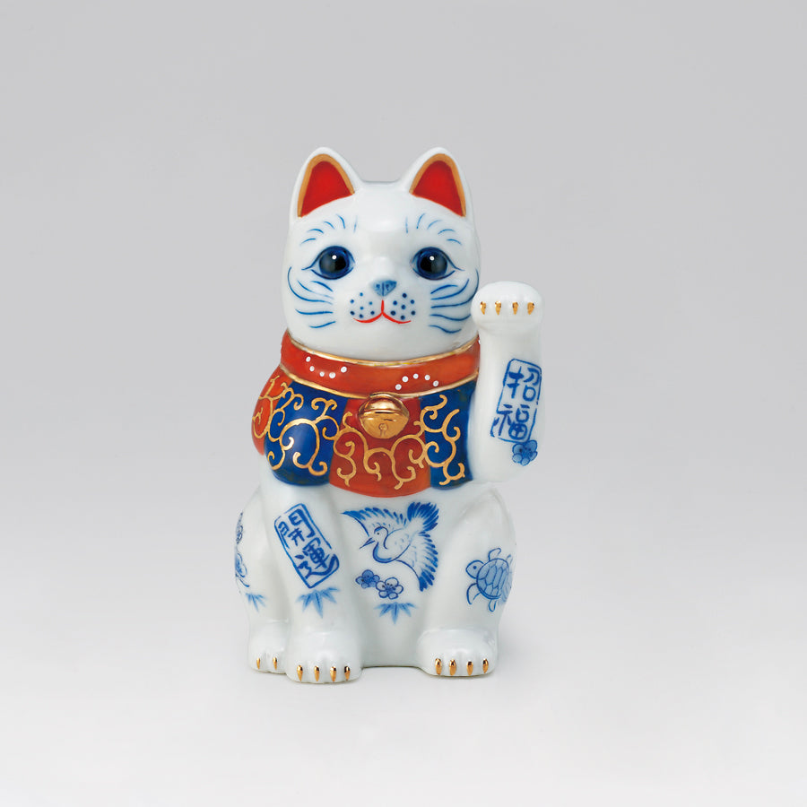 染錦開運招福招き猫(左手上げ・3.5号) – 中外陶園オンラインストア