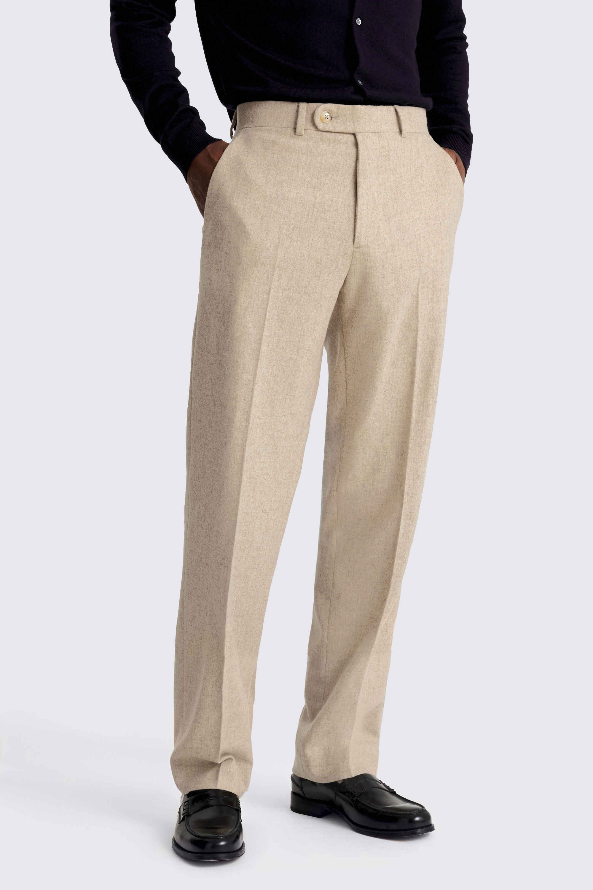 Oatmeal Flannel Wide Leg Pants | Buy Online at Moss