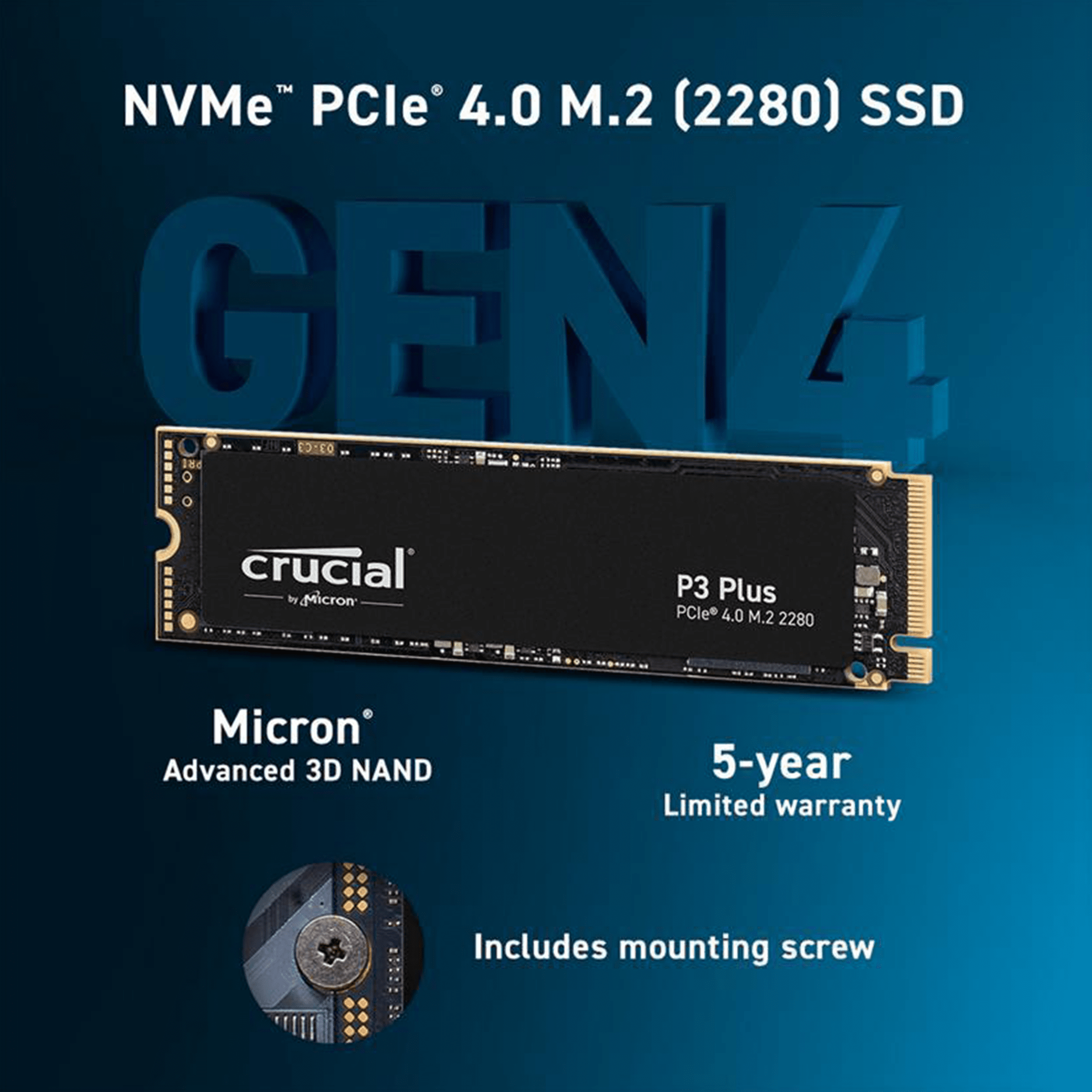 1TB Crucial P3 Plus M.2 PCIe Gen 4 NVMe SSD