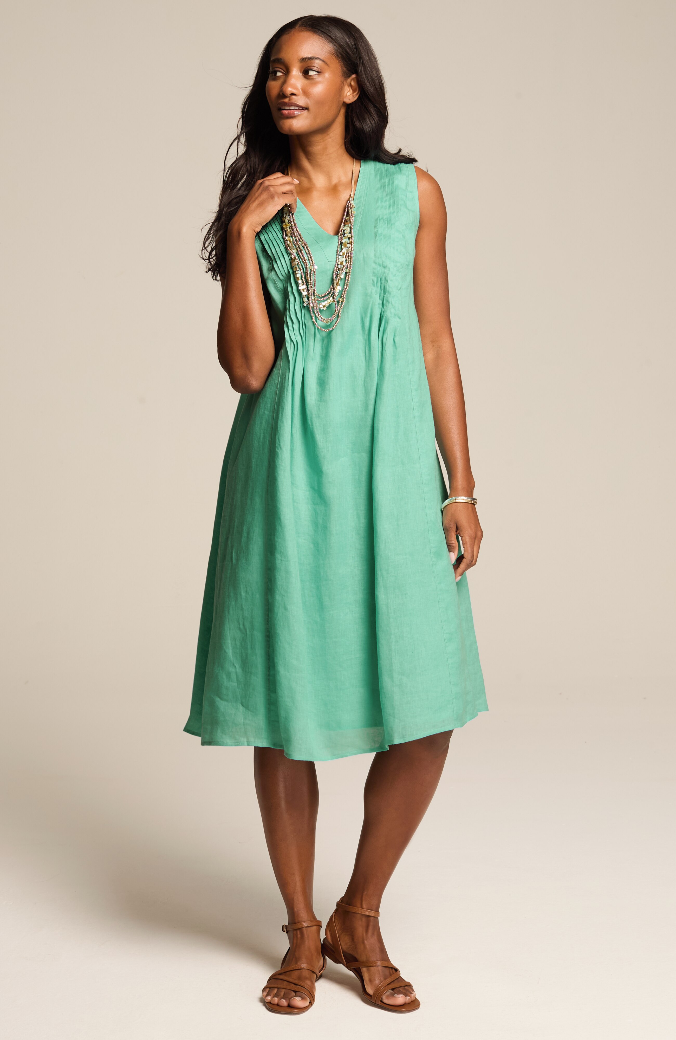 PURE JILL LINEN PINTUCKED DRESS | JJill