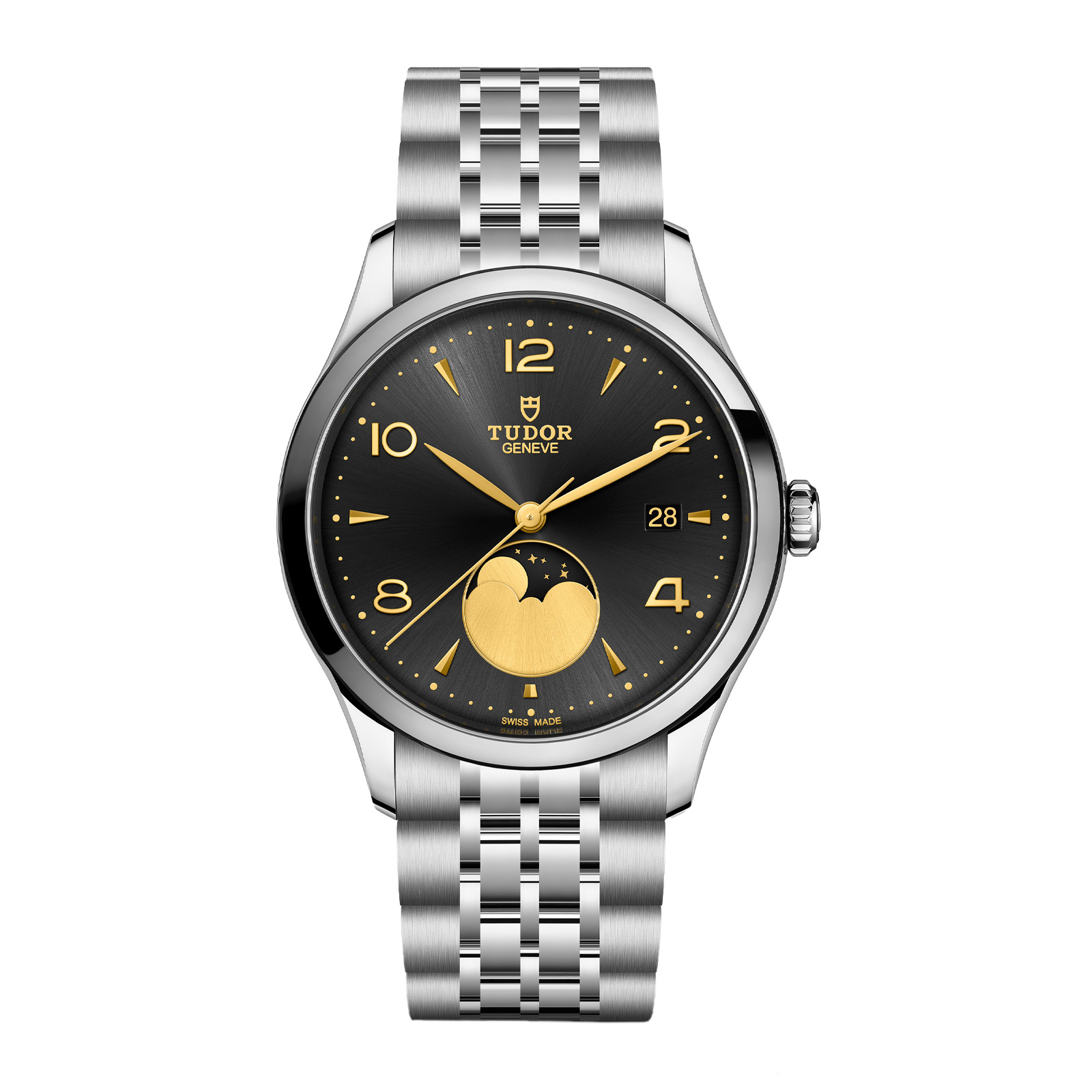 Tudor 1926 Luna 39mm Mens Watch Steel Case Moon Phase Indicator