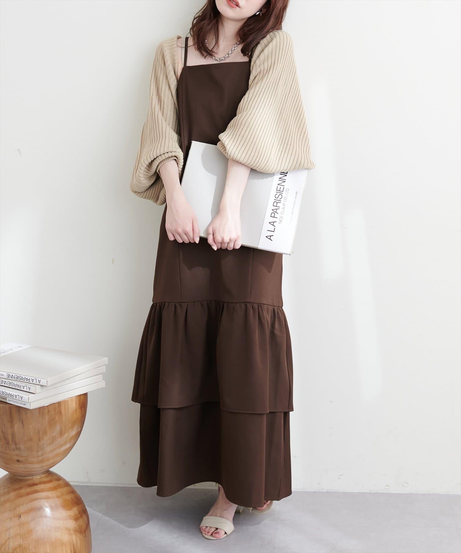 23SS新作/裾ティアードキャミワンピース | natural couture(ナチュラル