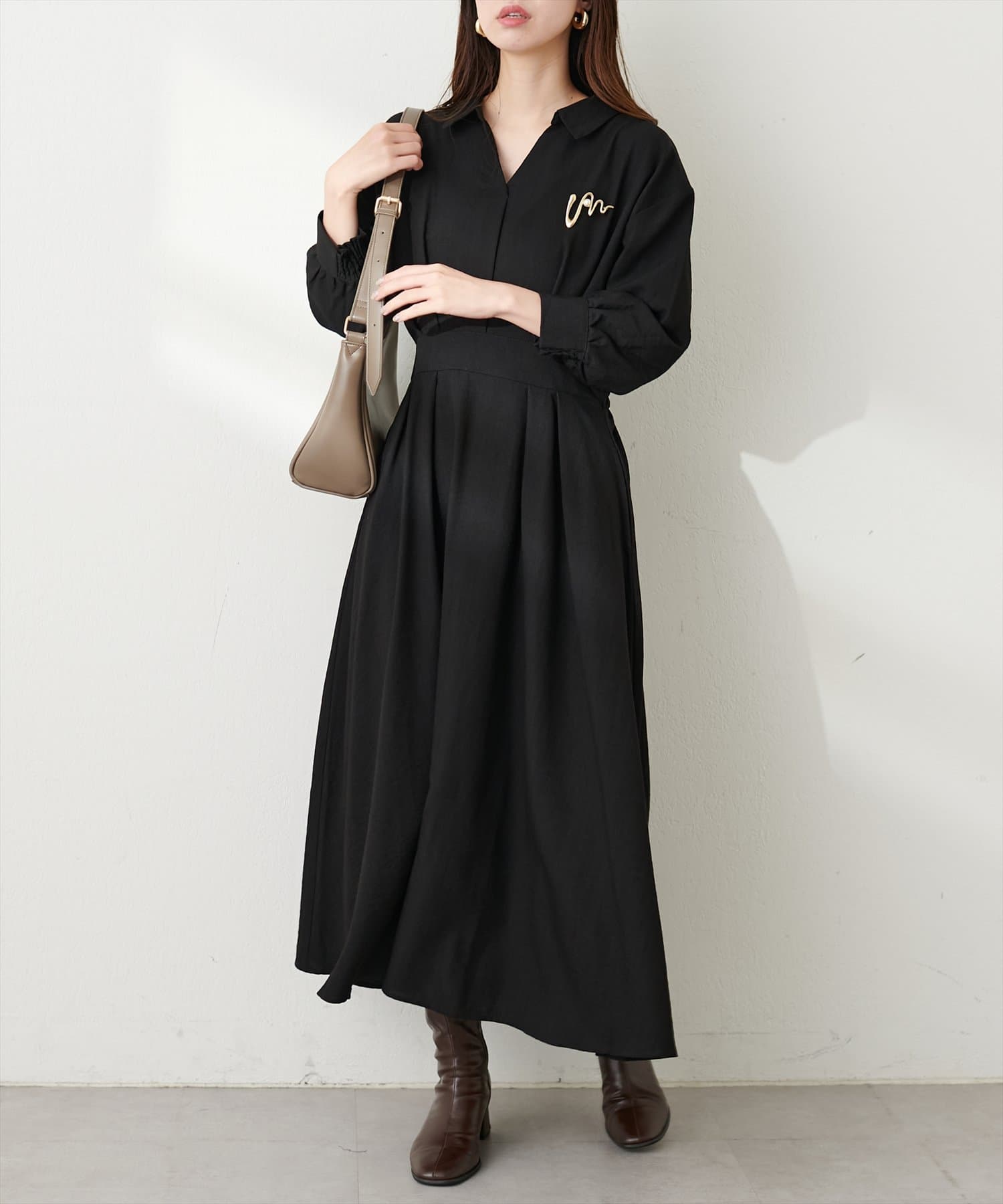 スキッパー衿7分袖ワンピース | natural couture(ナチュラルクチュール