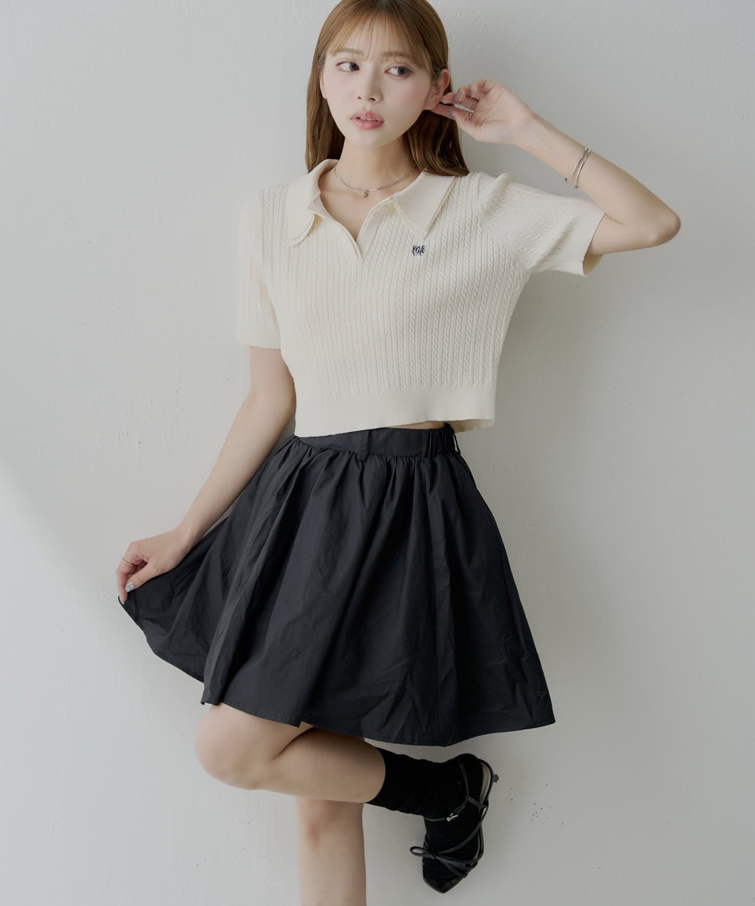 Chico】バックリボン付ボリュームフレアミニスカート | OUTLET