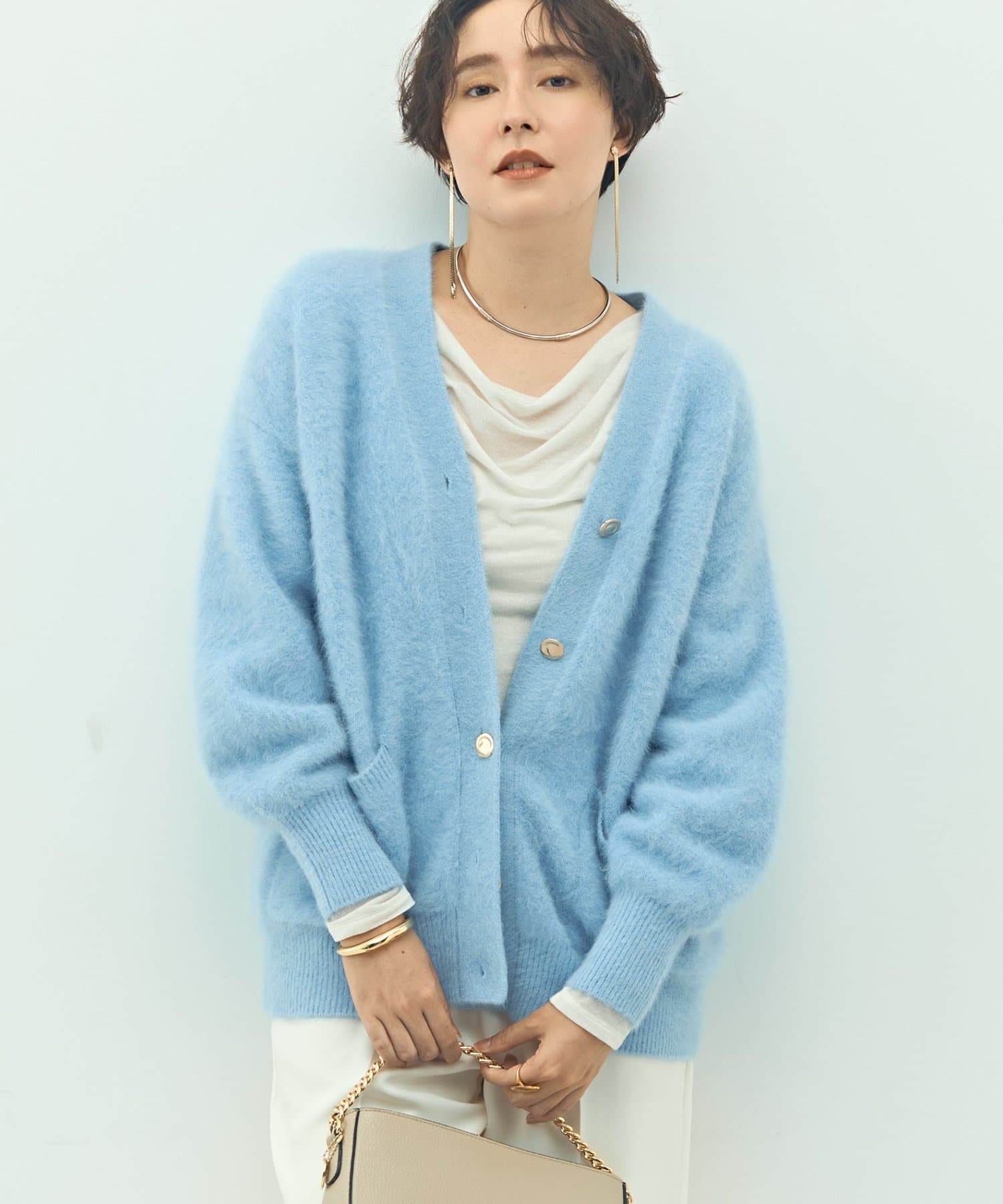 カシミヤ混ヘアリーVネックカーディガン | NOLLEY'S(ノーリーズ