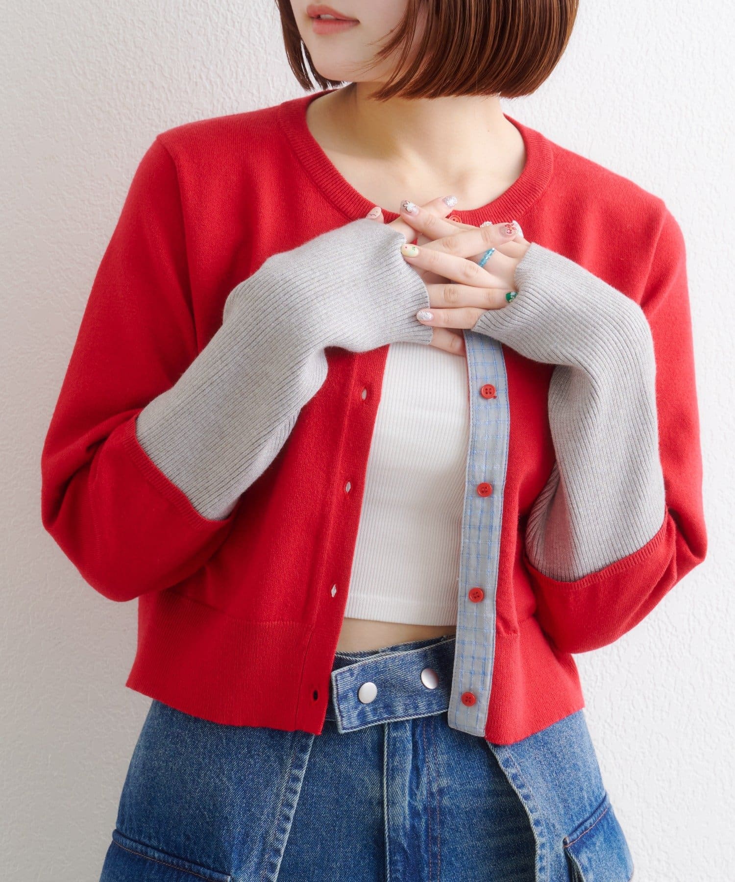 チェックシャツレイヤードカーディガン | w closet(ダブルクローゼット