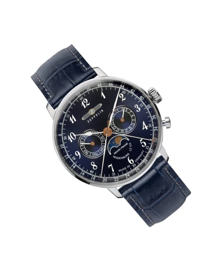 Zeppelin Lz 129 Hindenburg Moonphase Blue 7036-3- Quartz Watch