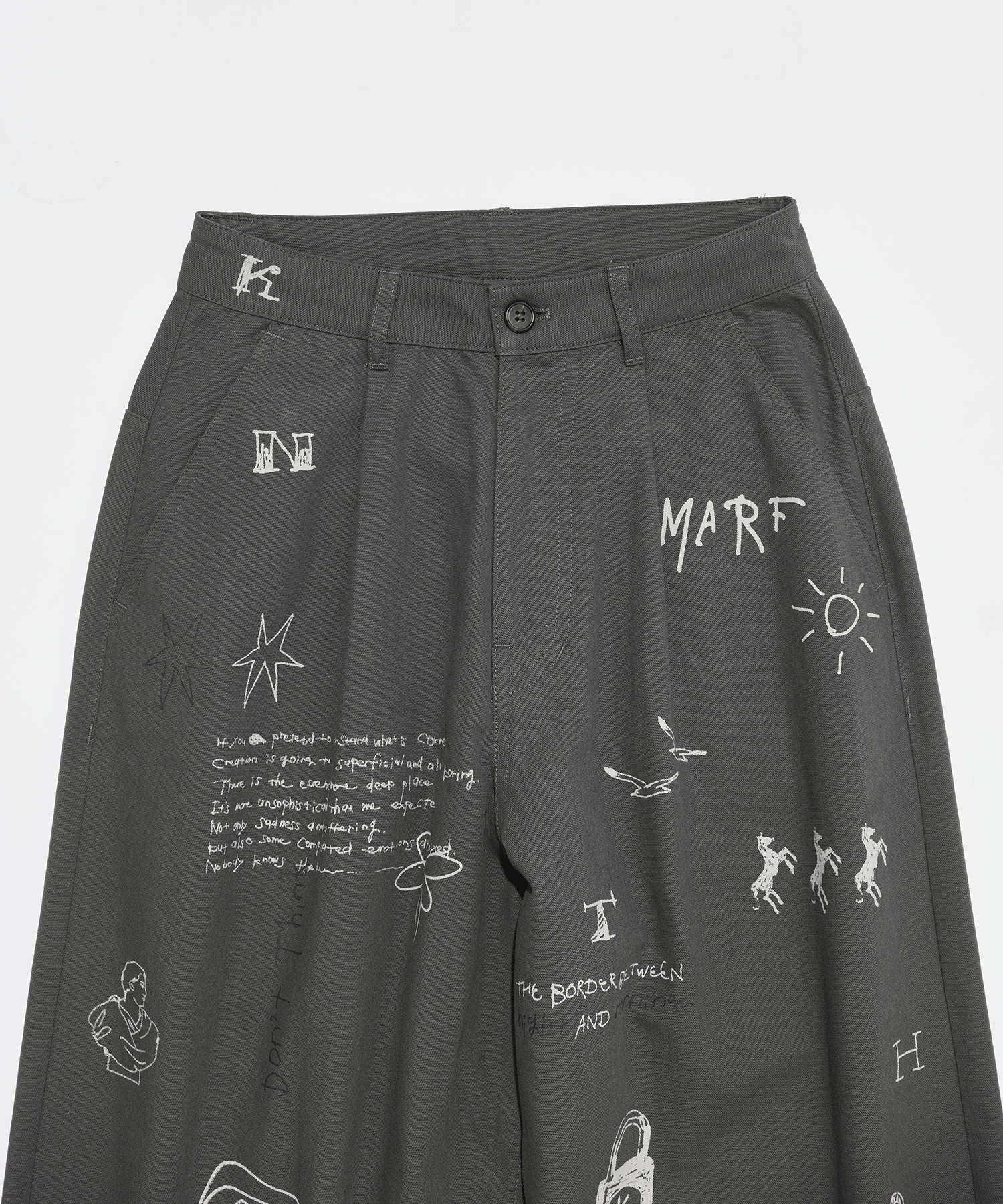 別注 high waist tattoo pants(XS DARK GREY): Knuth Marf: WOMENS