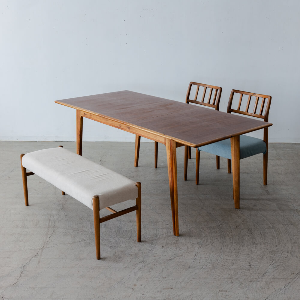 ダイニング4点セット］EDDA 伸張ダイニングテーブル＋チェア×2＋ベンチ