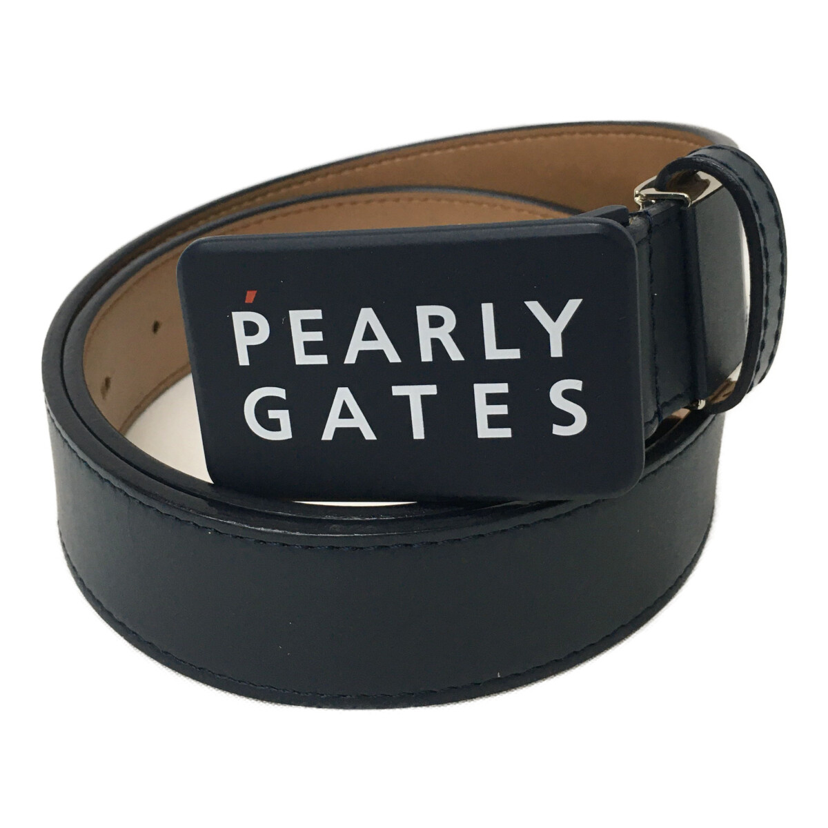 中古 パーリーゲイツ PEARLY GATES ベルト 紺 ネイビー 2段ロゴ