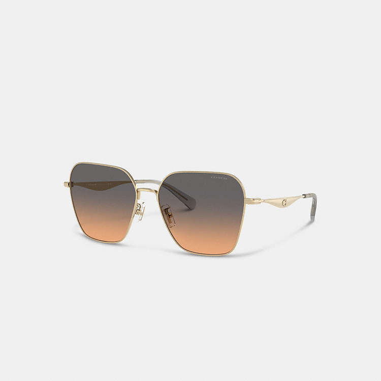 COACH® | C Hardware Metal Oversized Square Sunglasses