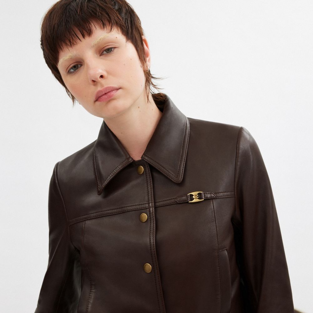 COACH® | Heritage C Snap Front Shrunken Jacket