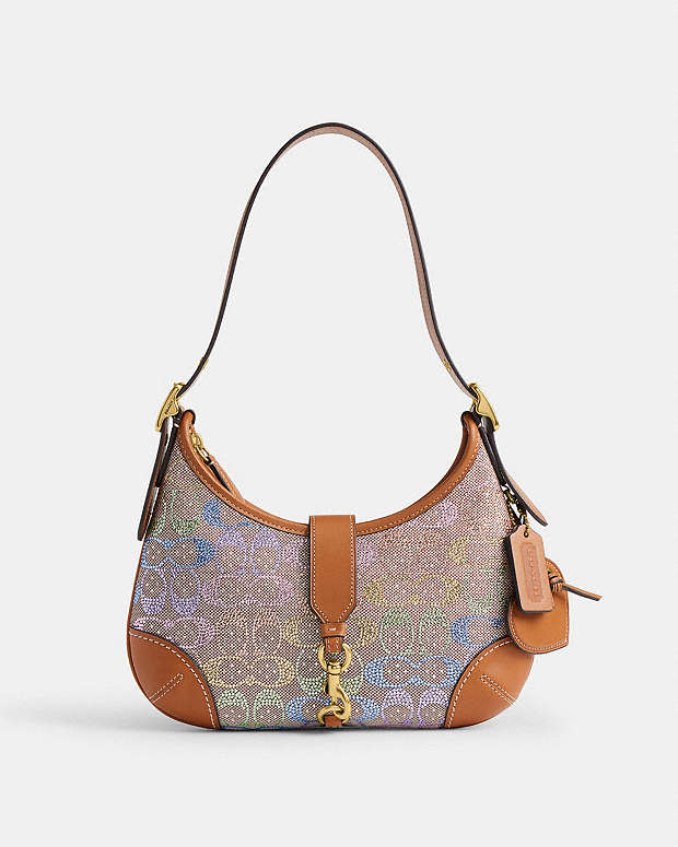 COACH® AD | Hamptons Hobo Bag In Crystal Signature Jacquard