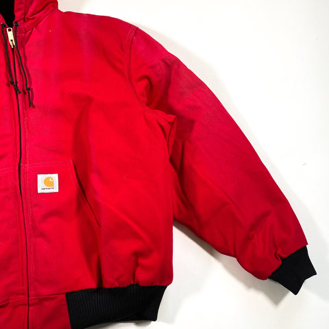 Vintage 2002 Carhartt Workwear Red Hooded Insulated J04RED Jacket