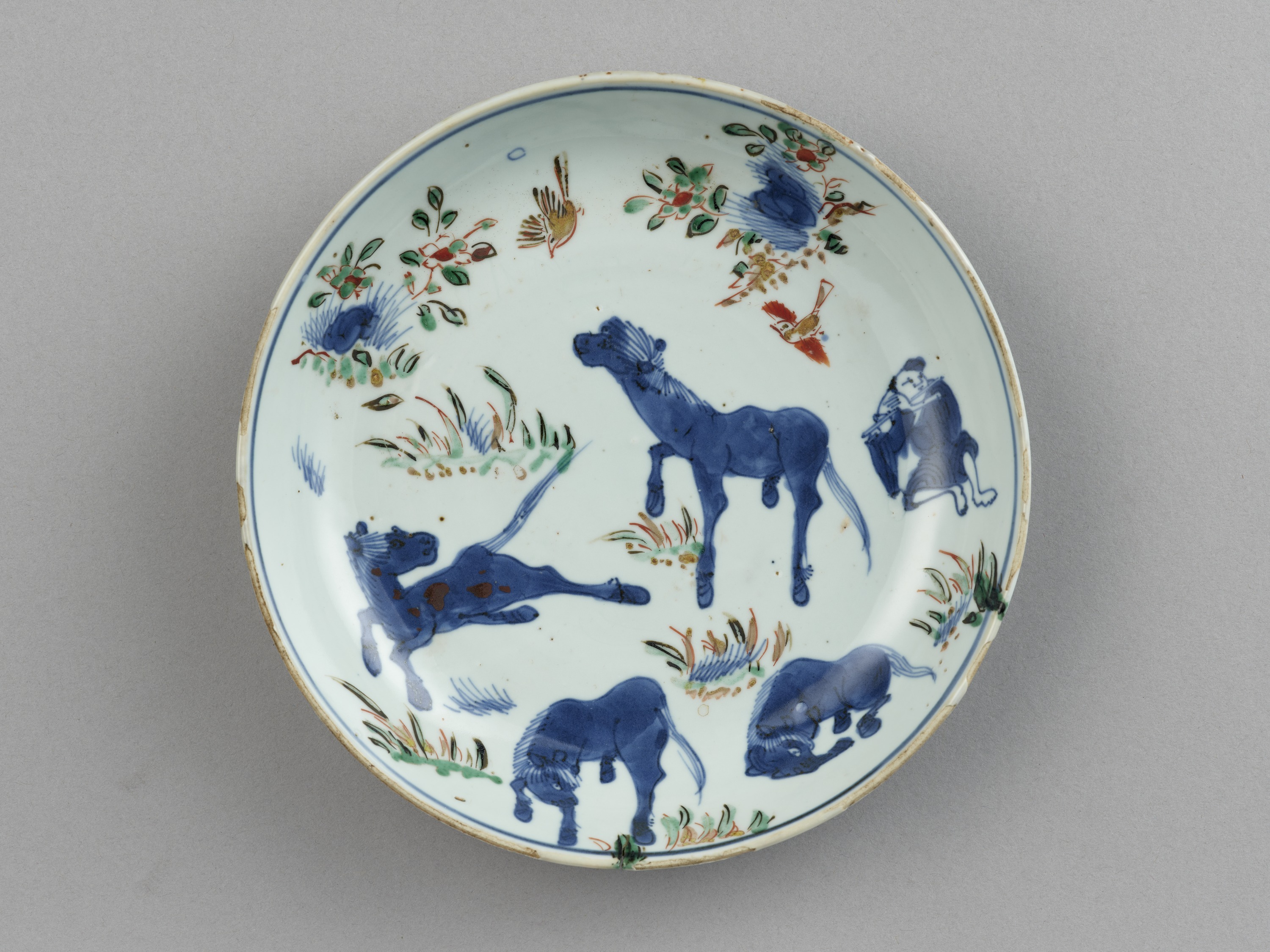 元・青花釉里紅開片纏枝牡丹梅瓶】陶磁器・置物・古賞物・古美術品