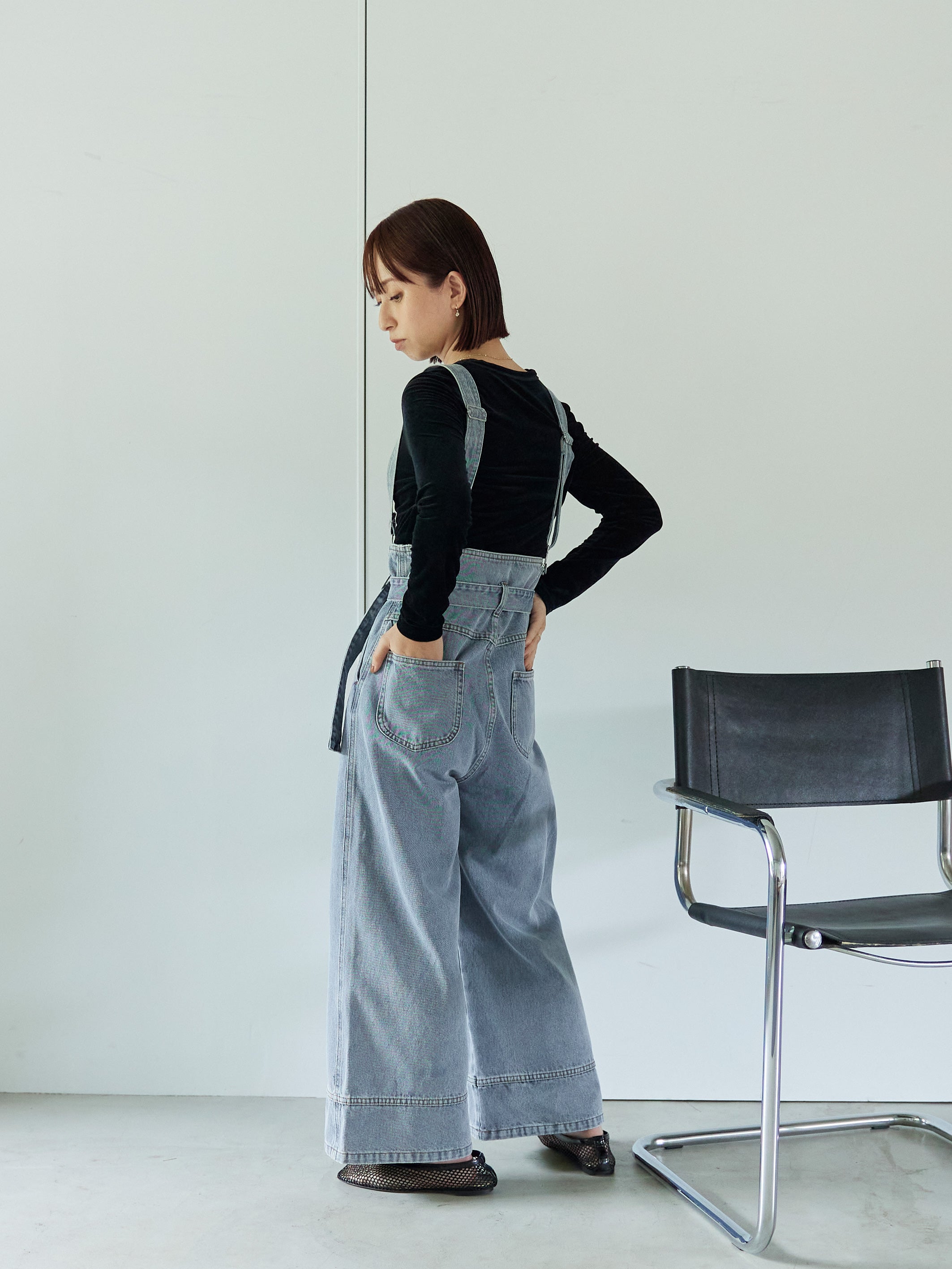 2wayハイウエストサロペットデニム | 小柄・低身長女性向け