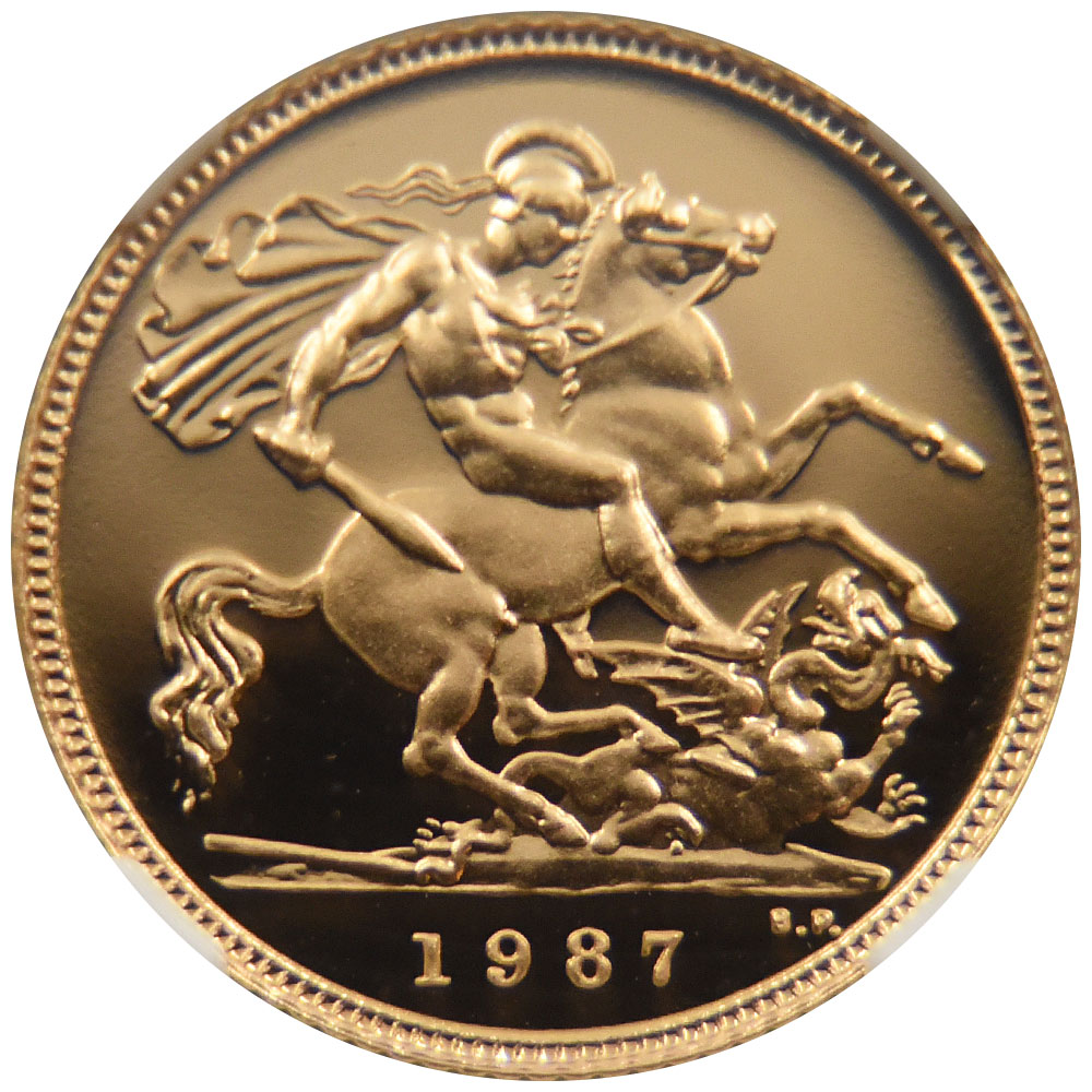 イギリス 1987 エリザベス2世 1/2ソブリン 金貨 NGC PF 70 ULTRA
