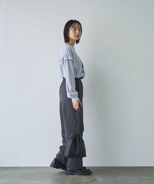 起毛ウールライクギャザーウエストパンツ