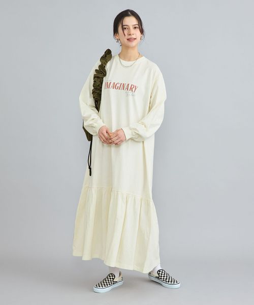 ピグメントロゴプリントティアードTワンピース
