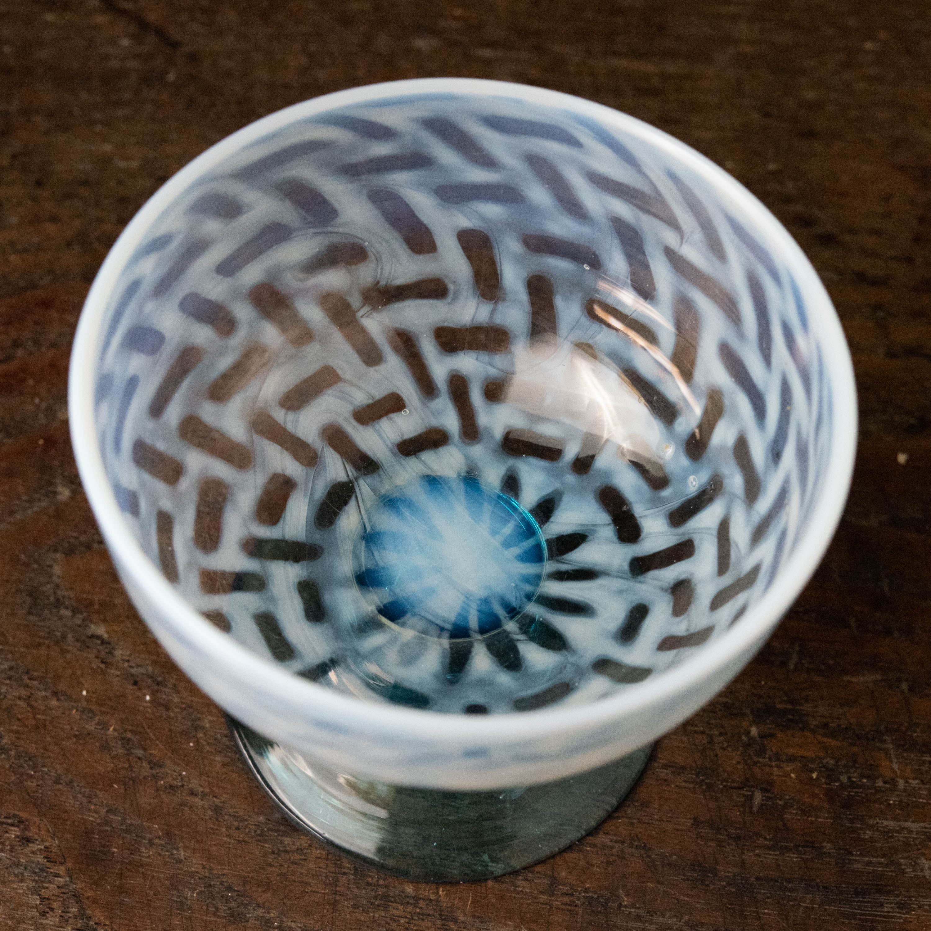 すみれ コレクター 売り切り 処分品 碗型 氷コップ 格子紋 ブルー足