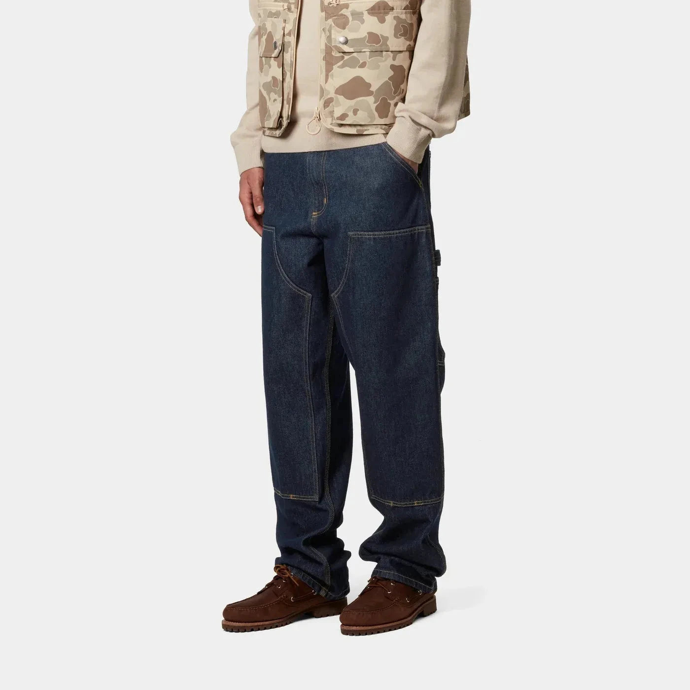 Carhartt WIP Double Knee Pant Blue Rinsed Smith Denim - Coureur Goods
