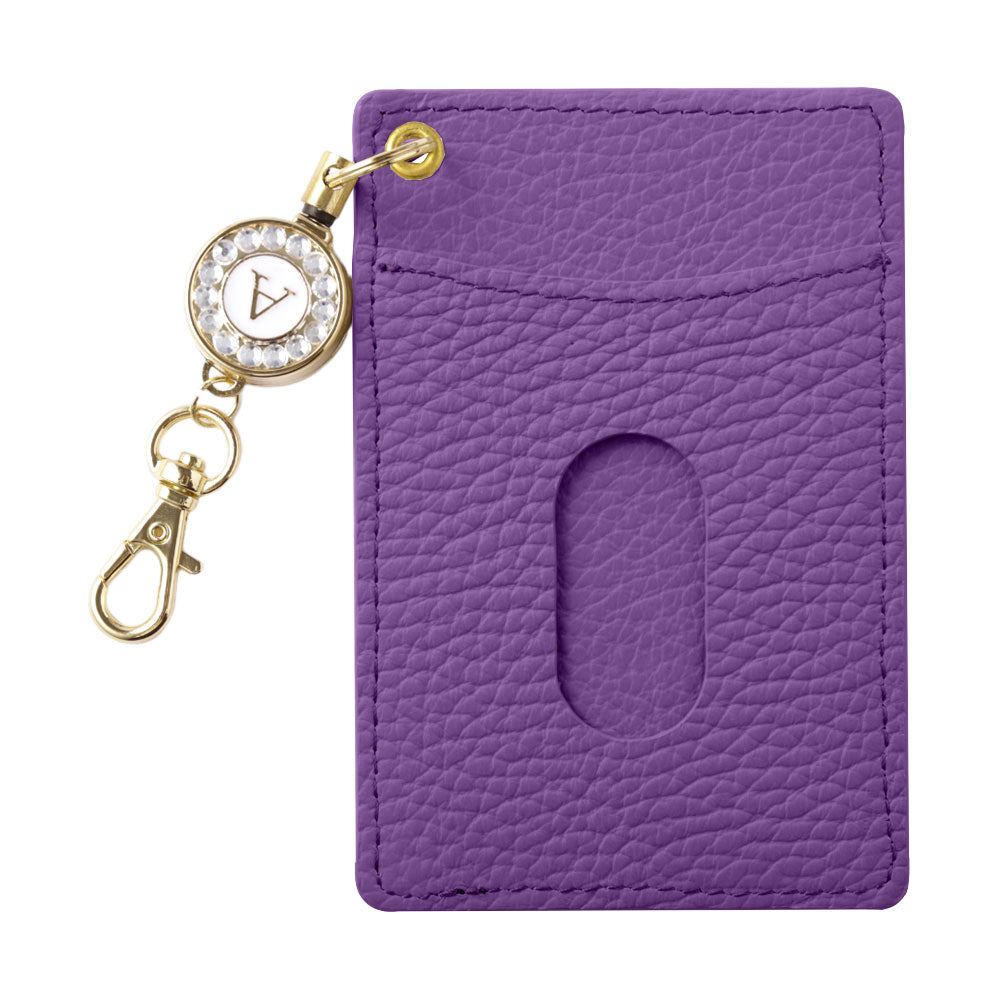 本革 32色 イタリアンシュリンクレザー イニシャルデコ リール付きパス