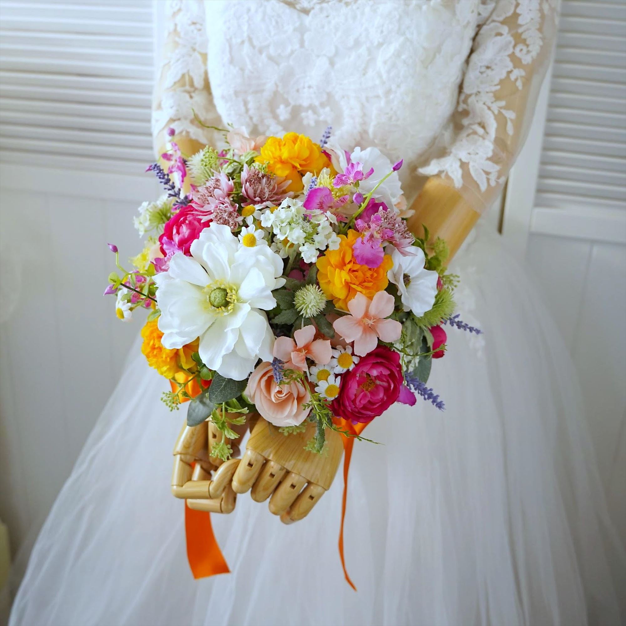 造花・完成品】ミックスカラーのブーケ【結婚式 フラワー ブーケ