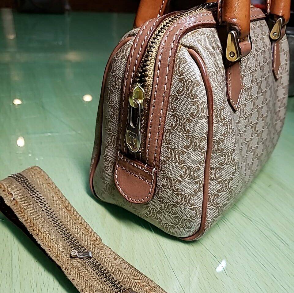 セリーヌ(CELINE) マカダム柄 ミニボストンバッグ・ファスナー交換