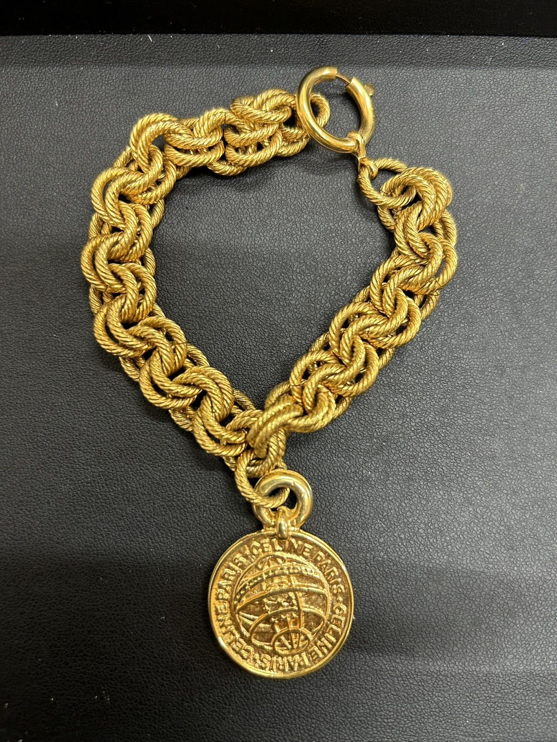 CELINE】セリーヌ ブレスレット ダブルチェーン コイントップ付き をお