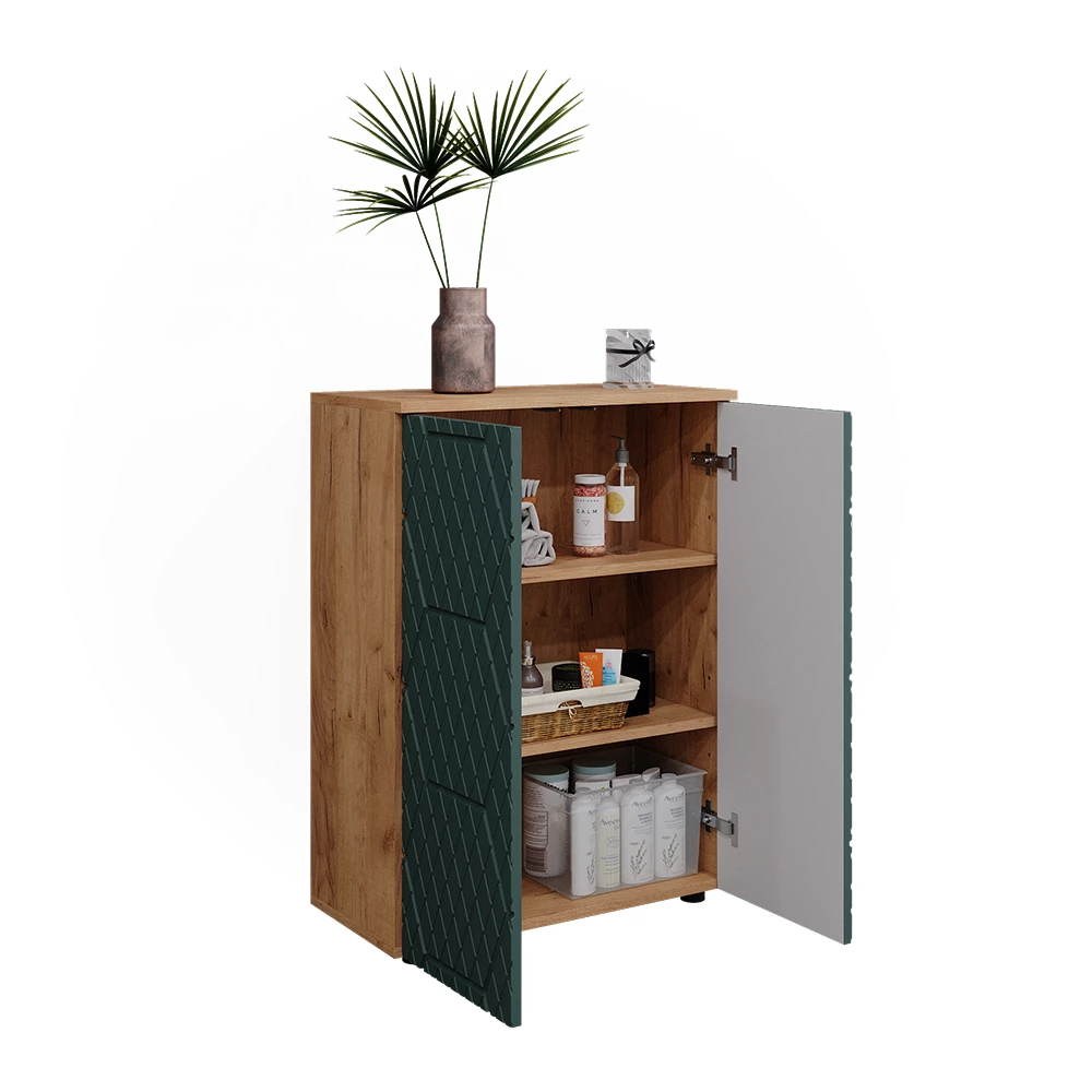 Midischrank Irma Goldkraft Eiche/Grün 60 x 81 cm Vicco | Goldkraft