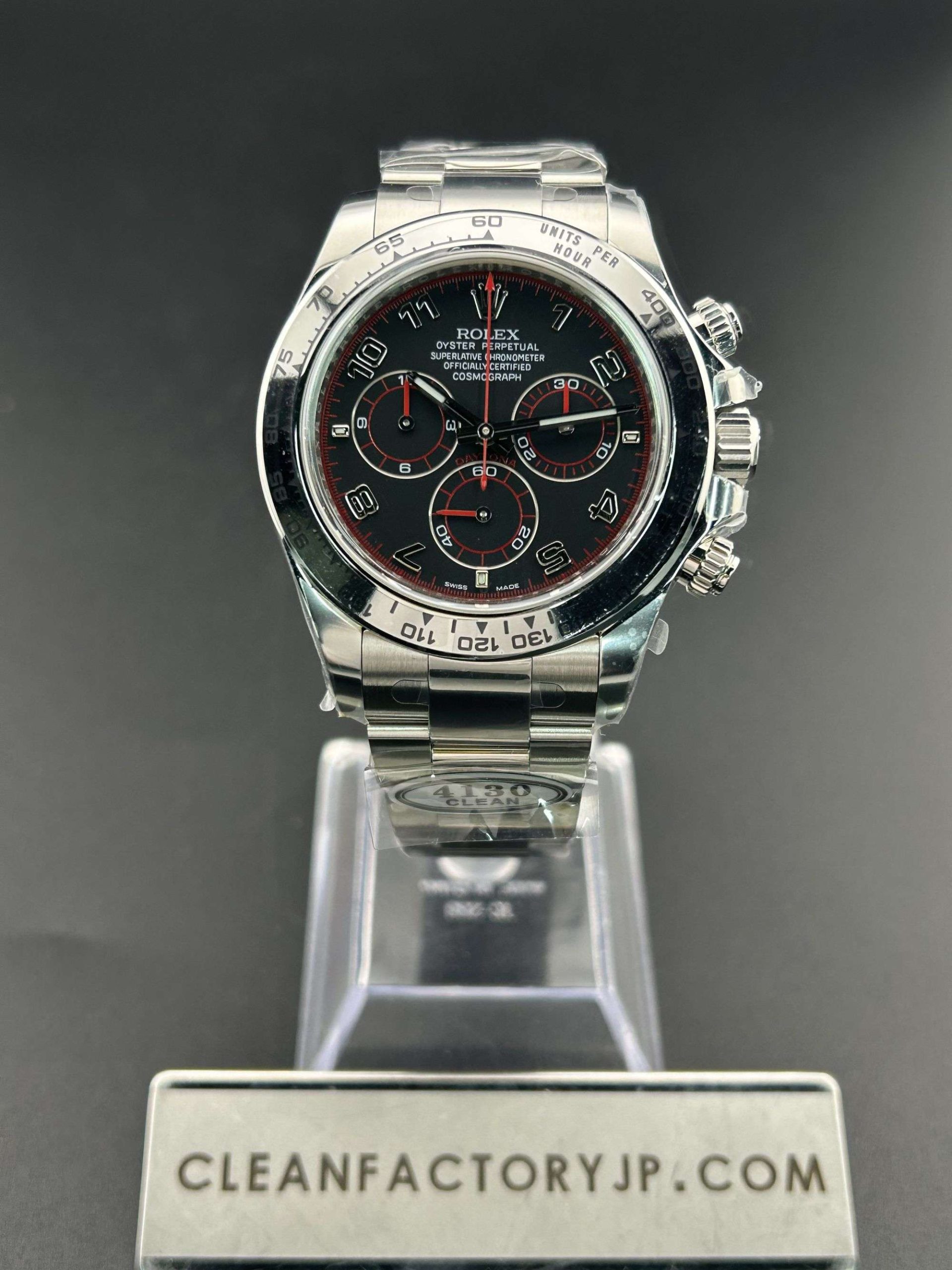 CLEANクリーン工場 ROLEXロレックス デイトナ116509赤針ブラック文字盤