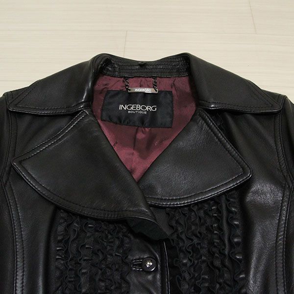 黒ファー付きフリルレザージャケット【9号】 - ピンクハウス通販