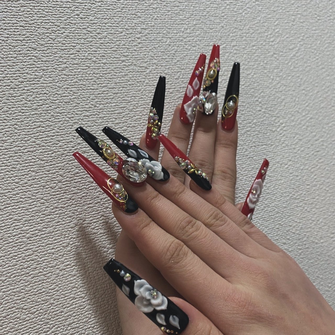 即日発送可能成人式ネイルチップロングポイントギャル成人式サイズ変更