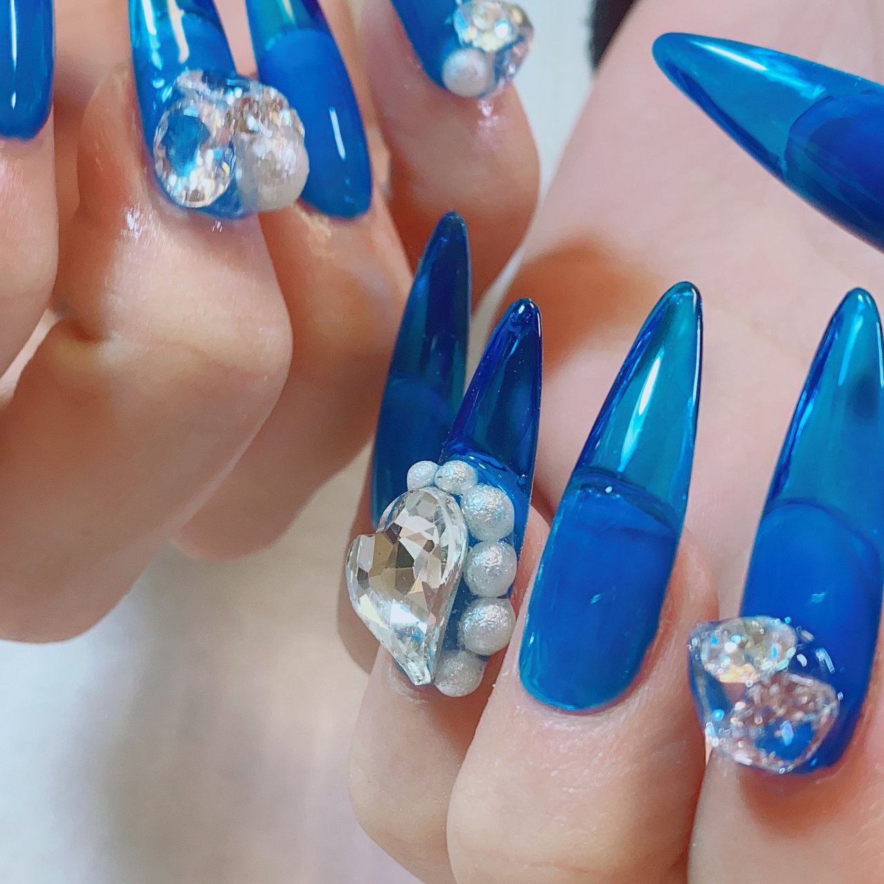 オールシーズン/ハンド/シンプル/ビジュー/ロング - 脱毛＆ネイル