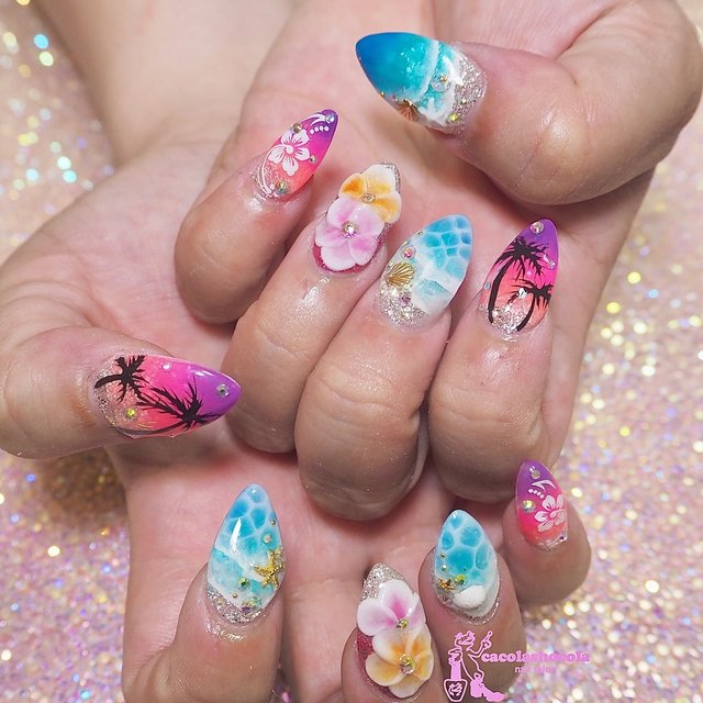 人気ネイルデザインTOP10】2025年夏の注目株！ハイビスカスネイル|2025