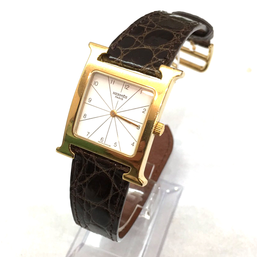 エルメス Hウォッチ 交換用時計ベルトオーダー｜クロコダイル ツヤあり