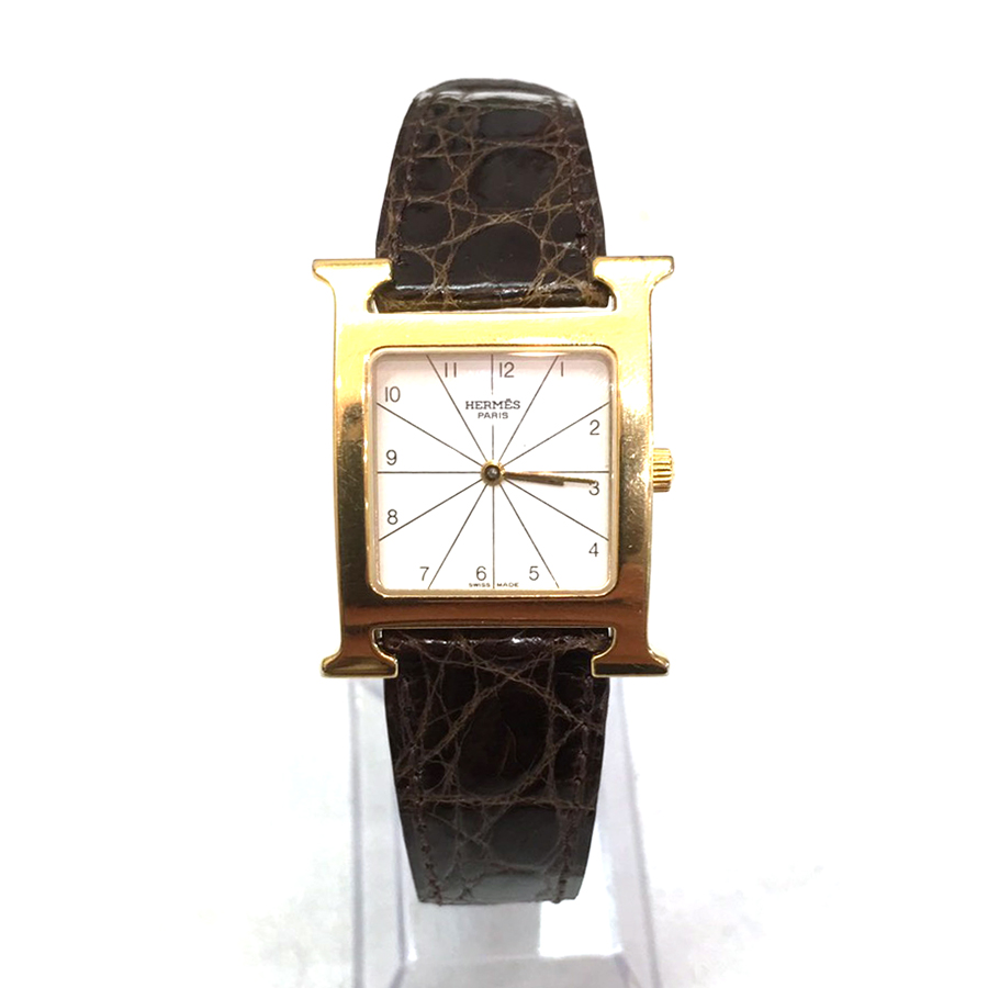 エルメス Hウォッチ 交換用時計ベルトオーダー｜クロコダイル ツヤあり