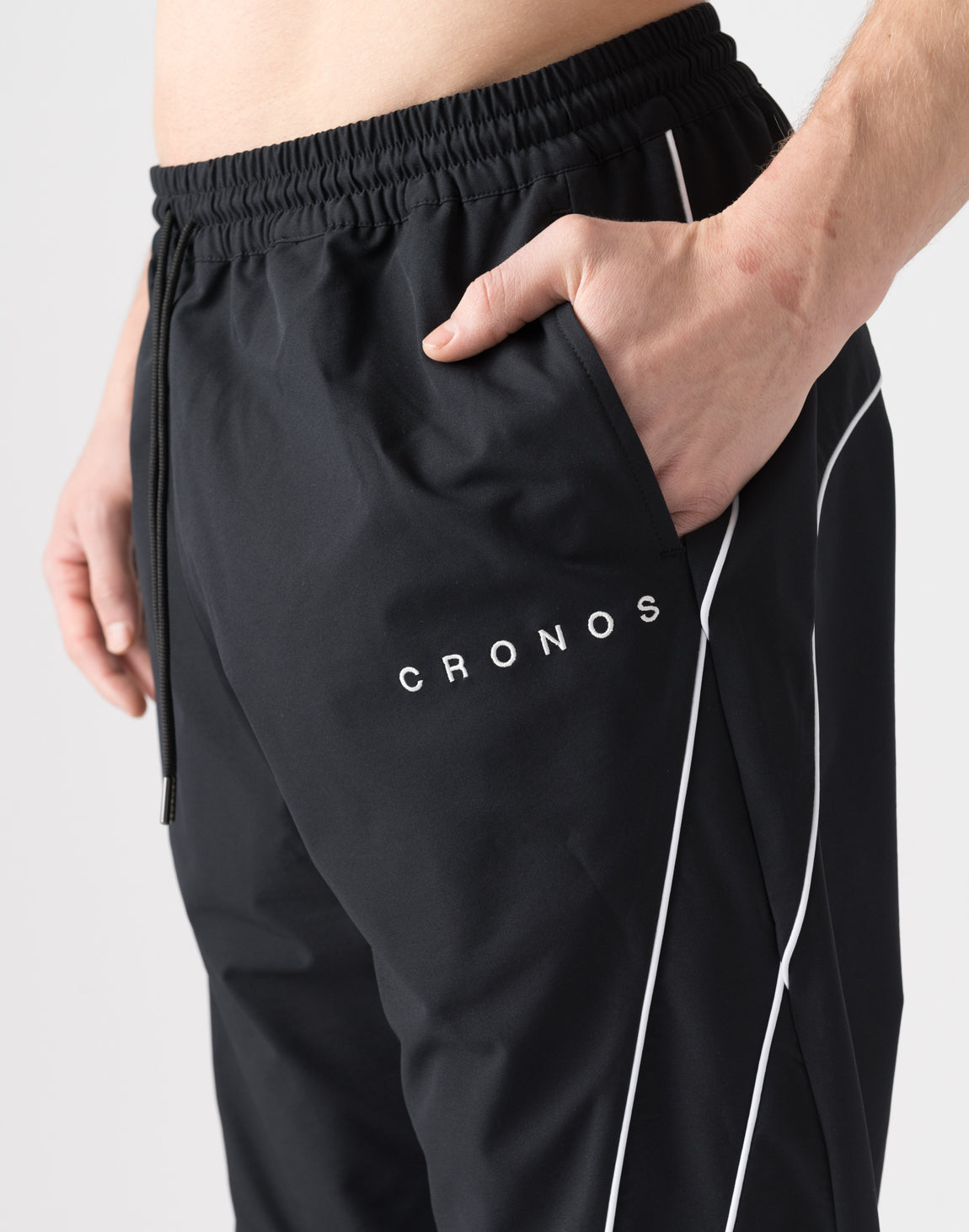 CRONOS Piping design long pants【BLACK】