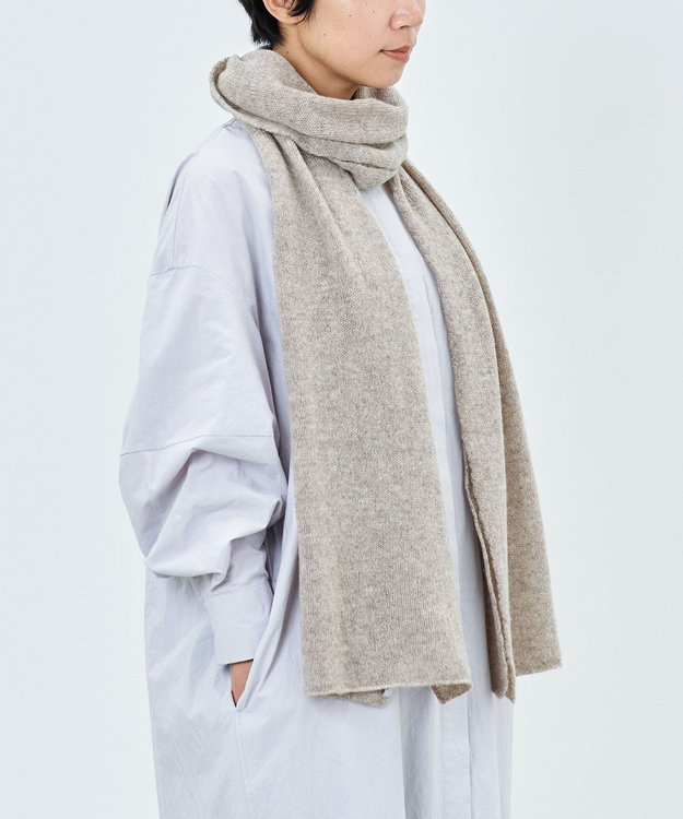 ANDWOOL一番人気【ホワイトカシミヤ100%の大判ストール】手編み機で1枚