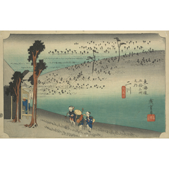 東海道五十三次之内 二川 猿ヶ馬場 - 歌川広重 - 日本画 - 名画