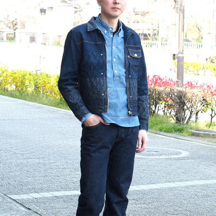 graphzero Riders Jacket Kendo Wear Denim Indigo Men's [GZ-GJRKN