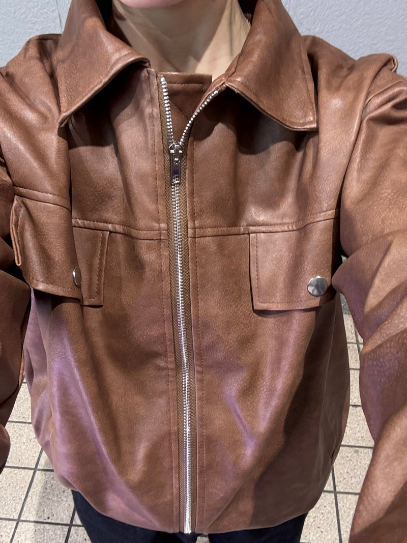 レザージャケット】G-1 タイプMサイズ 濃茶色 2way 3シーズン着用可