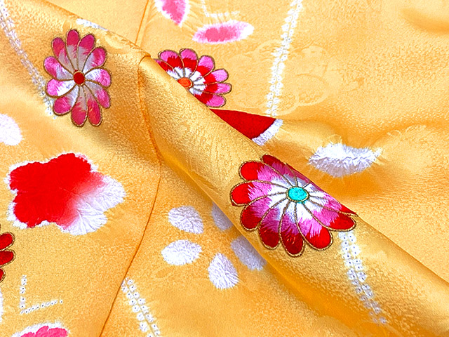 七五三 着物 3歳 女の子 正絹 絵羽柄 本絞り 総刺繍 三ツ身の子供着物