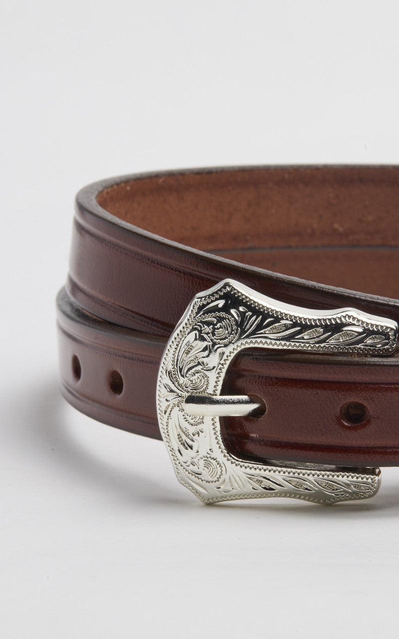 Tory Leather Bridle Leather Western Buckle Belt Oakbark