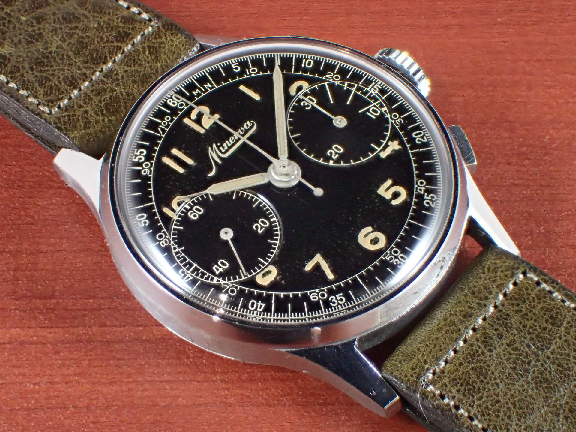 ミネルバ クロノグラフ Cal.Vaijoux22 ブラックミラーDL 1940年代