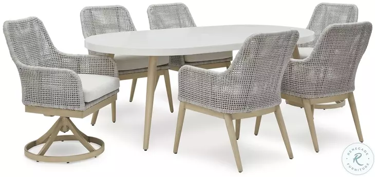 Seton Creek Gray Outdoor Swivel Dining Chair From Ashley Furniture