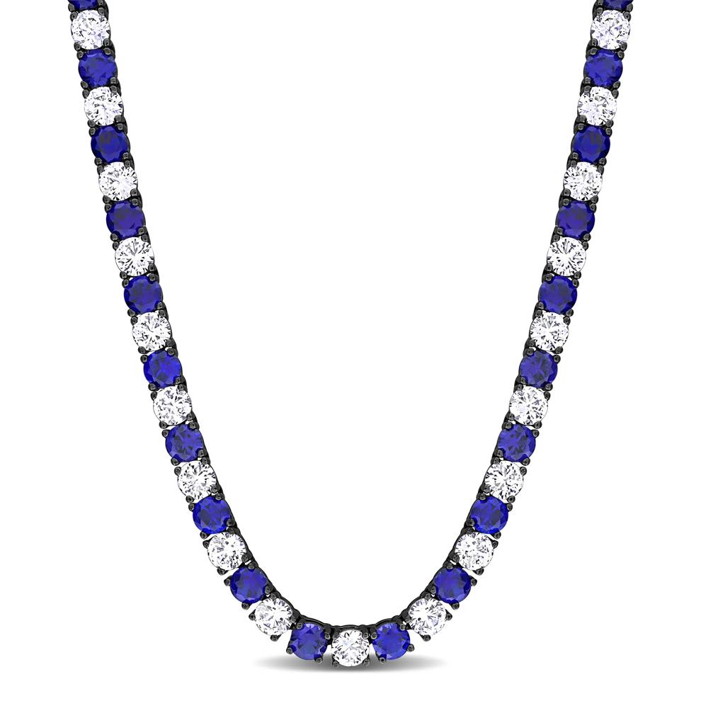 Lab-Created Blue Sapphire & Lab-Created White Sapphire Necklace