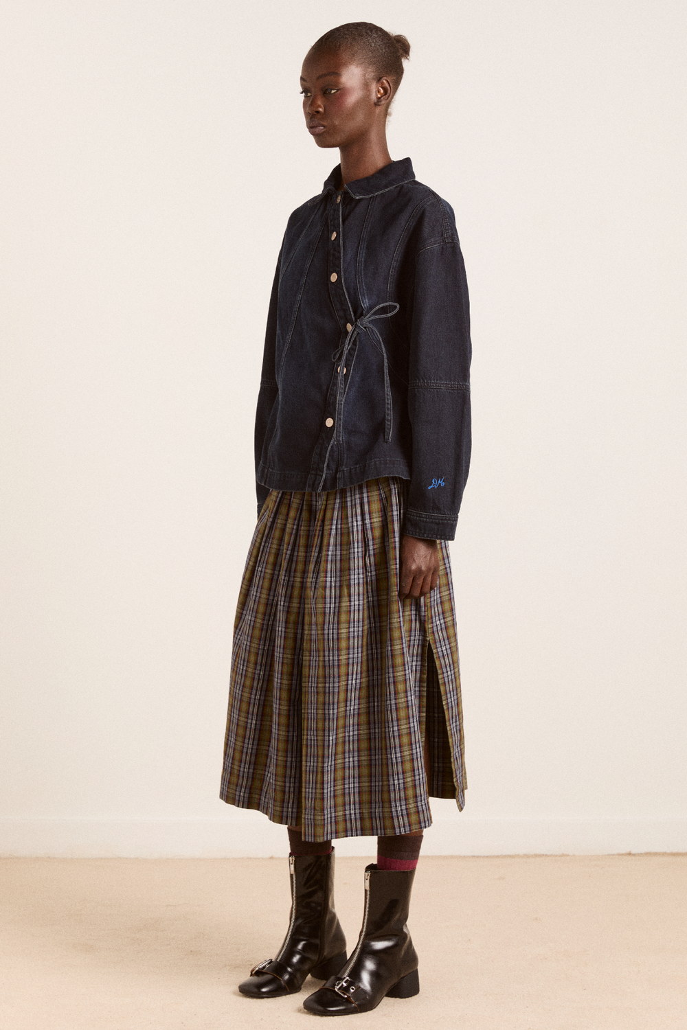 josie midi skirt - multi check – Damson Madder